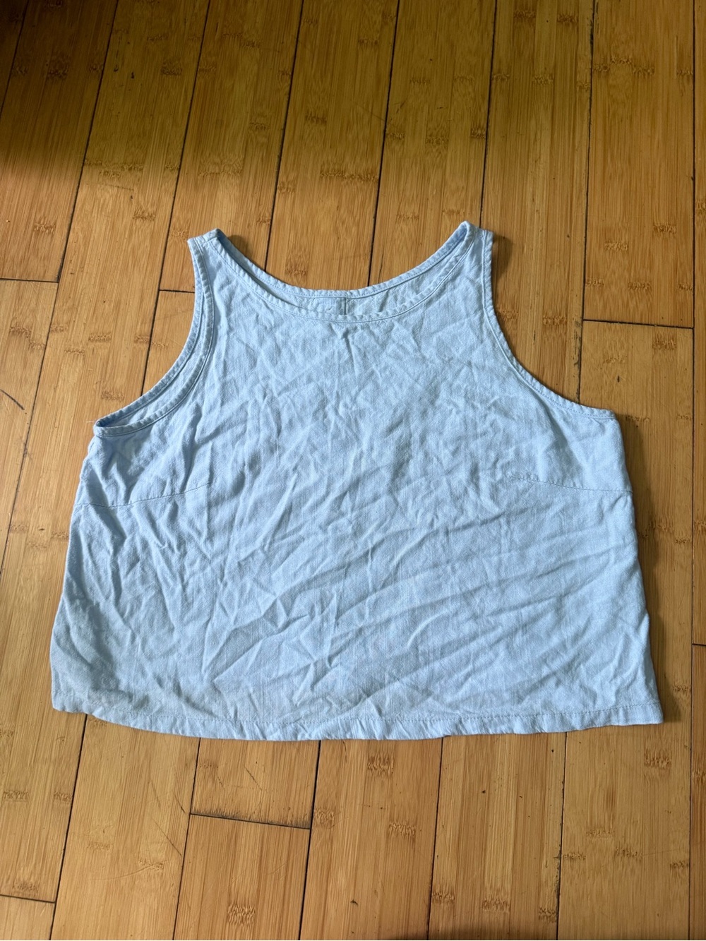 Cropped Light Blue Tank Top - Relaxed Scoop Neck